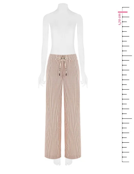 Pantaloni Palazzo In Raso A Righe Con Coulisse E Tasche Rinascimento