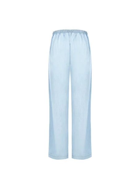 Pantalon palazzo en denim avec bandes latérales et dos élastique Rinascimento