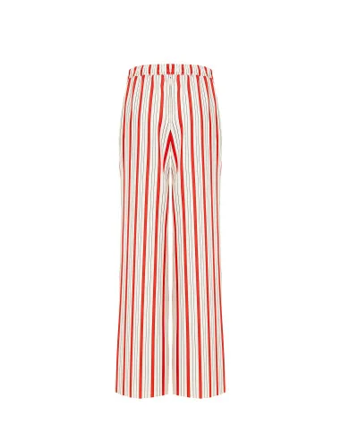 Striped Palazzo Trousers With Elastic Back And Pockets Rinascimento