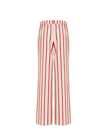 Striped Palazzo Trousers With Elastic Back And Pockets Rinascimento