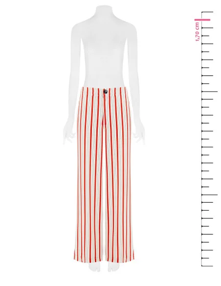 Striped Palazzo Trousers With Elastic Back And Pockets Rinascimento