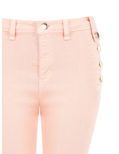 Pantalon skinny en denim avec boutons sur les hanches Rinascimento