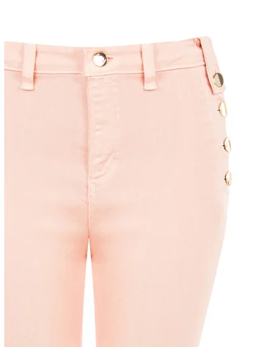 Pantalon skinny en denim avec boutons sur les hanches Rinascimento
