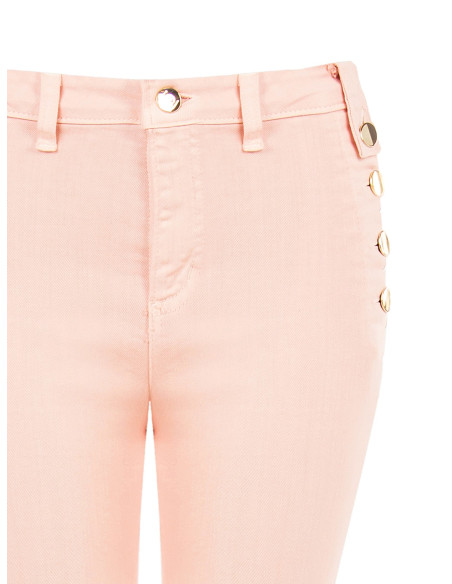 Pantalon skinny en denim avec boutons sur les hanches Rinascimento
