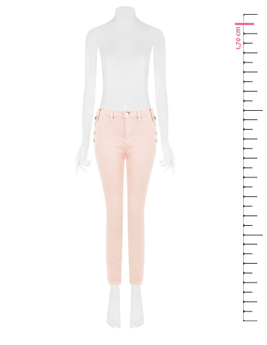Pantalon skinny en denim avec boutons sur les hanches Rinascimento