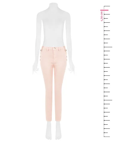Pantalon skinny en denim avec boutons sur les hanches Rinascimento