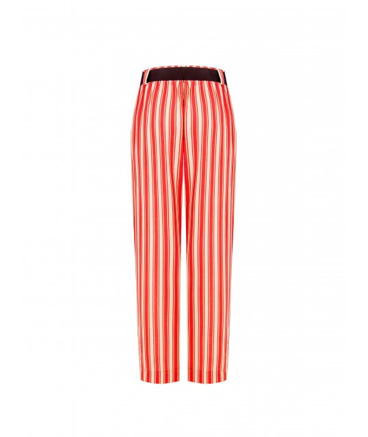 Baggy Mixed Viscose And Linen Trousers With Matching Belt And Pockets Rinascimento