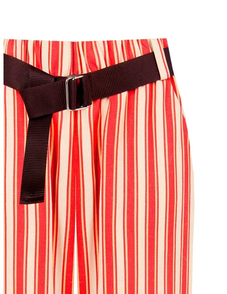 Baggy Mixed Viscose And Linen Trousers With Matching Belt And Pockets Rinascimento