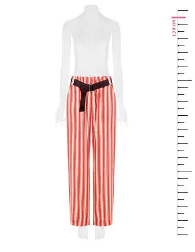Pantalon ample en viscose et lin mélangés avec ceinture assortie et poches Rinascimento