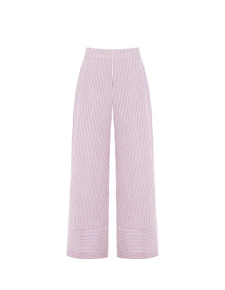 Pantalon palazzo en coton rayé avec dos élastiqué