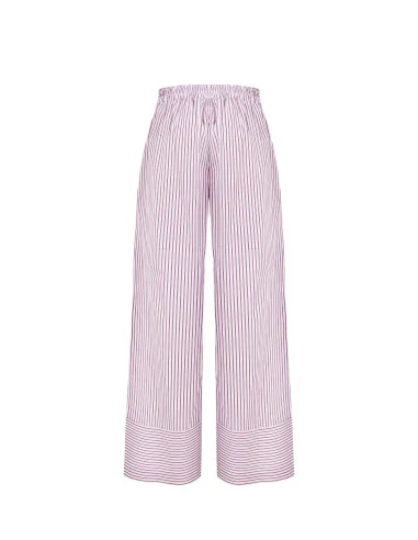 Striped Cotton Palazzo Trousers With Elasticated Back