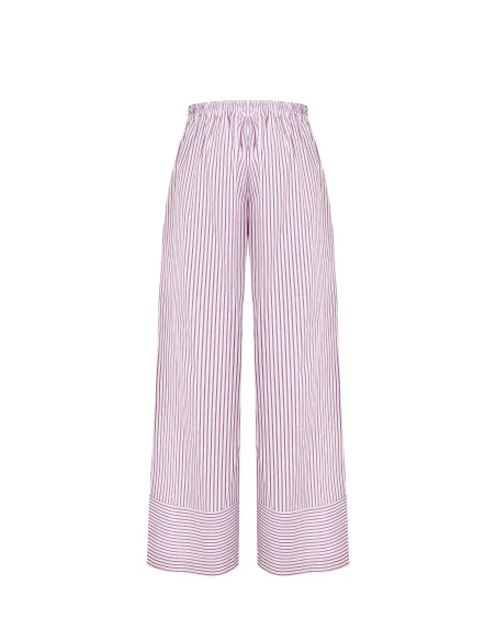 Pantaloni Palazzo In Cotone A Righe Con Elastico Dietro Rinascimento