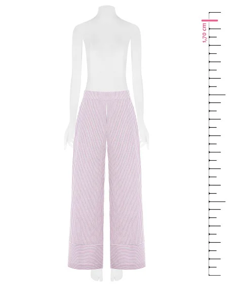 Pantaloni Palazzo In Cotone A Righe Con Elastico Dietro Rinascimento