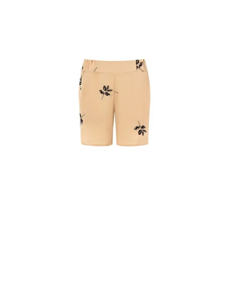 Pantalon court avec perles et feuilles brodées Rinascimento