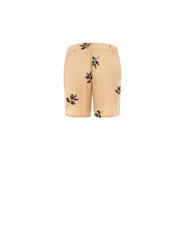 Pantalon court avec perles et feuilles brodées Rinascimento