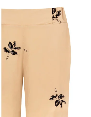 Pantalon court avec perles et feuilles brodées Rinascimento
