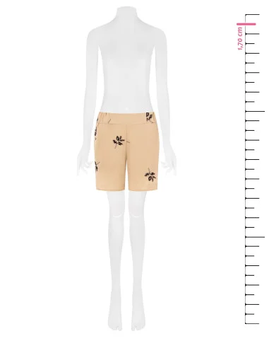 Pantalon court avec perles et feuilles brodées Rinascimento