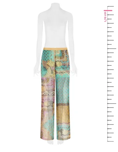 Pantalon de palais en georgette semi-transparente avec culotte et poches intégrées Rinascimento