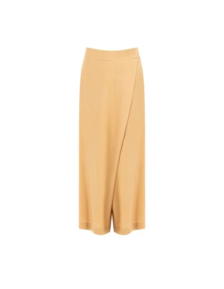 Pantalon de palazzo extra large en viscose et lin mélangés avec poches et dos élastiqué