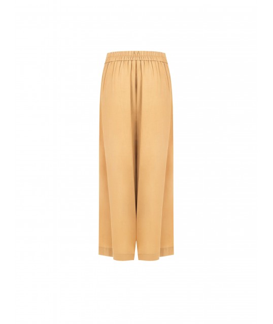 Pantaloni Palazzo Extra Larghi In Misto Viscosa E Lino Con Tasche Ed Elastico Dietro Rinascimento