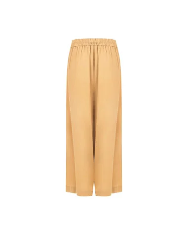 Pantalon de palazzo extra large en viscose et lin mélangés avec poches et dos élastiqué