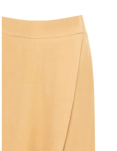 Pantalon de palazzo extra large en viscose et lin mélangés avec poches et dos élastiqué