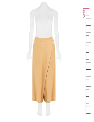 Extra Baggy Mixed Viscose And Linen Palazzo Trousers With Pockets And Elasticated Back