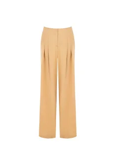 Viscose and linen blend palazzo trousers with double pleats and pockets Rinascimento