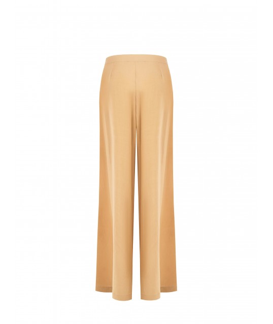 Pantalon palazzo en viscose et lin mélangés avec doubles plis et poches Rinascimento