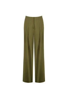Pantalon palazzo en viscose et lin mélangés avec doubles plis et poches Rinascimento 2