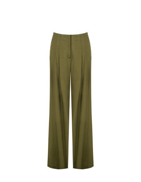 Pantaloni Palazzo In Misto Viscosa E Lino Con Doppia Pinces E Tasche Rinascimento