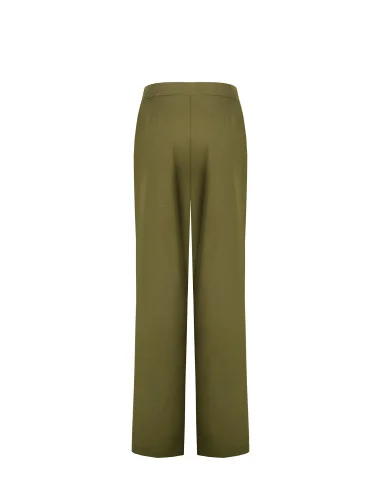 Pantalon palazzo en viscose et lin mélangés avec doubles plis et poches Rinascimento