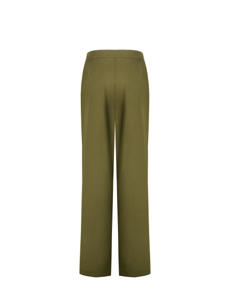 Viscose and linen blend palazzo trousers with double pleats and pockets Rinascimento