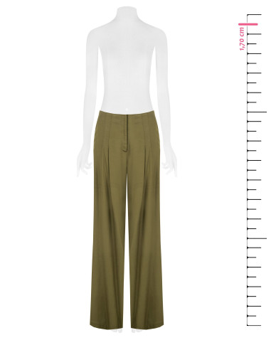 Pantalon palazzo en viscose et lin mélangés avec doubles plis et poches Rinascimento