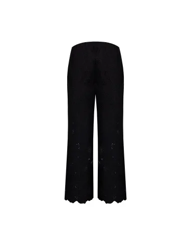 Pantalon court en coton mélangé brodé de fleurs et perforé Rinascimento