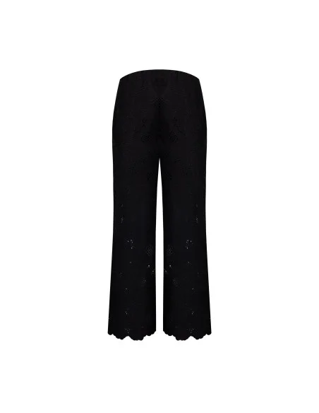 Floral Embroidered And Perforated Cotton Mix Cropped Trousers Rinascimento