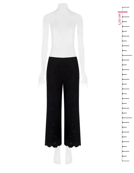 Pantaloni Larghi Cropped In Misto Cotone Ricamati A Fiori E Traforati Rinascimento