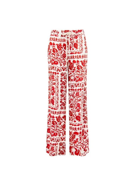 Pantaloni Palazzo In Viscosa Con Cordoncino Rinascimento