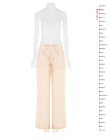 Pantalon de palais en dentelle avec short intégré et poches Rinascimento