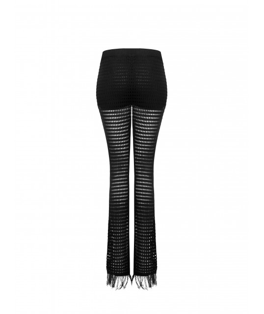 Perforated Knit And Tassels Paunch Trousers With Integrated Shorts Rinascimento