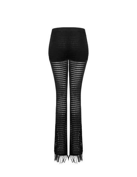 Pantaloni A Zampa In Maglia Traforata E Nappe Con Shorts Integrati Rinascimento
