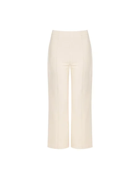 Cropped Palace Trousers In Scuba Crepe With Elasticated Waistband Rinascimento