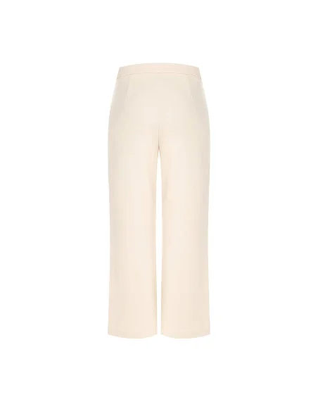 Pantaloni Palazzo Cropped In Scuba Crepe Con Elastico In Vita Rinascimento