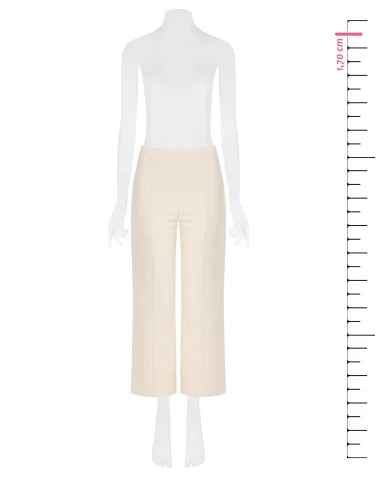 Pantaloni Palazzo Cropped In Scuba Crepe Con Elastico In Vita Rinascimento