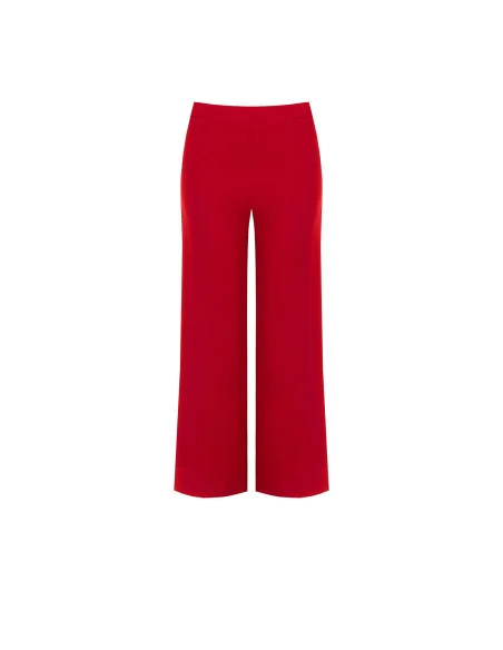 Pantaloni Palazzo Cropped In Scuba Crepe Con Elastico In Vita Rinascimento