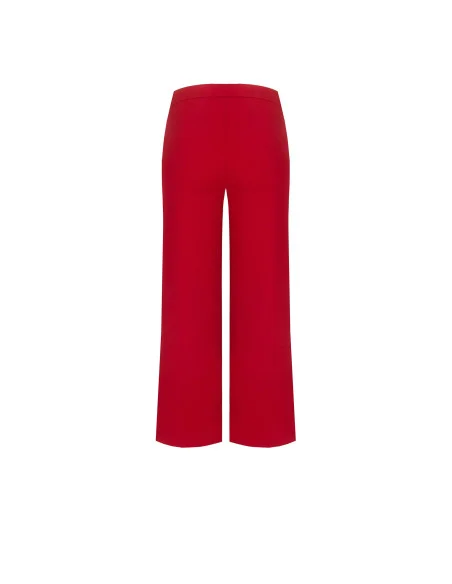 Pantaloni Palazzo Cropped In Scuba Crepe Con Elastico In Vita Rinascimento