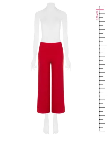 Pantaloni Palazzo Cropped In Scuba Crepe Con Elastico In Vita Rinascimento