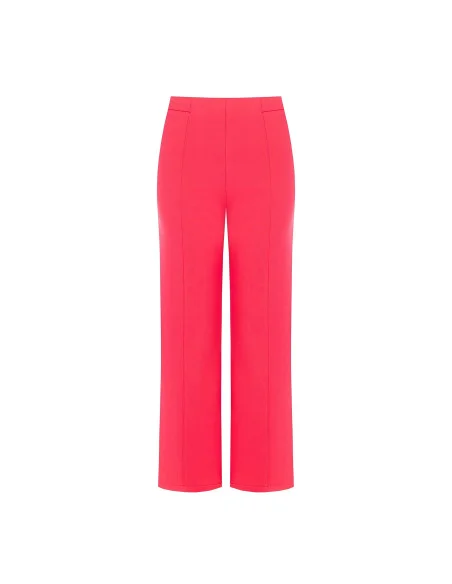 Pantaloni Palazzo Cropped In Scuba Crepe Con Elastico In Vita Rinascimento