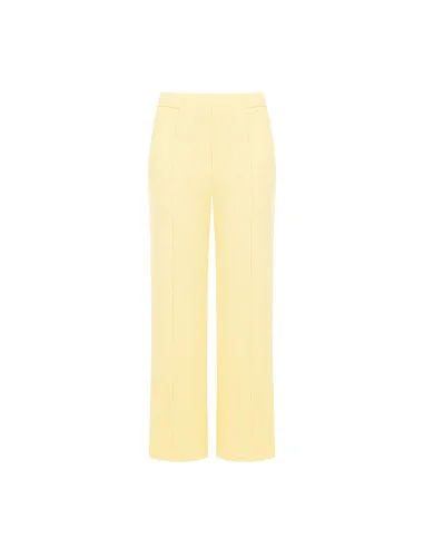 Pantaloni Palazzo Cropped In Scuba Crepe Con Elastico In Vita Rinascimento
