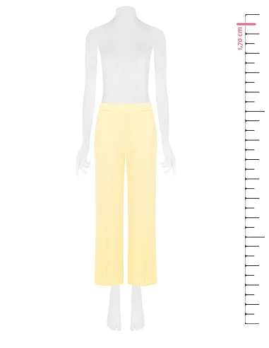 Pantaloni Palazzo Cropped In Scuba Crepe Con Elastico In Vita Rinascimento